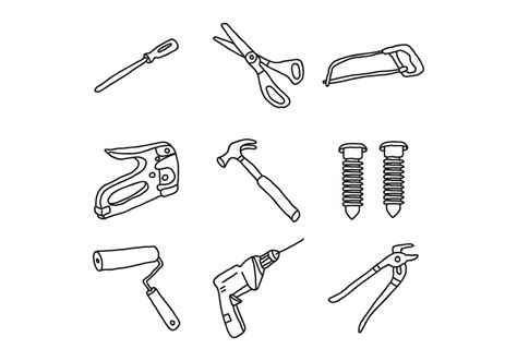 Bricolage Tools Doodles 163315 Vector Art At Vecteezy