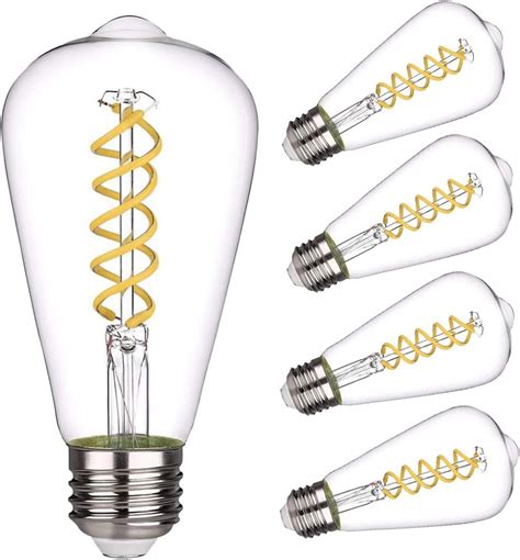 St64 Vintage Edison Led Bulb Neutral White 4000k Antique Flexible Spiral Led Filament Light