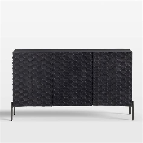 Raffael Small Black Carved Wood Storage Media Console + Reviews | Crate ...