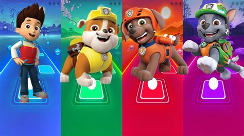 Ryder🎶vs Rubble🎶vs Zuma🎶vs Rocky🎶 Paw Patrol Tiles Hop Youtube