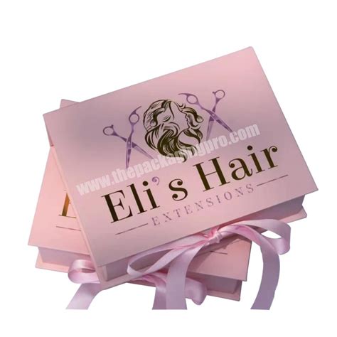 Custom Logo Premium Luxury Pink Cardboard Paper T Wig Hair Extension Magnetic Packaging Box