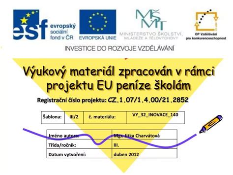 PPT Výukový materiál zpracován v rámci projektu EU peníze školám