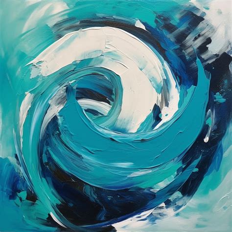 Premium AI Image | A painting of a blue swirl with white paint and blue ...