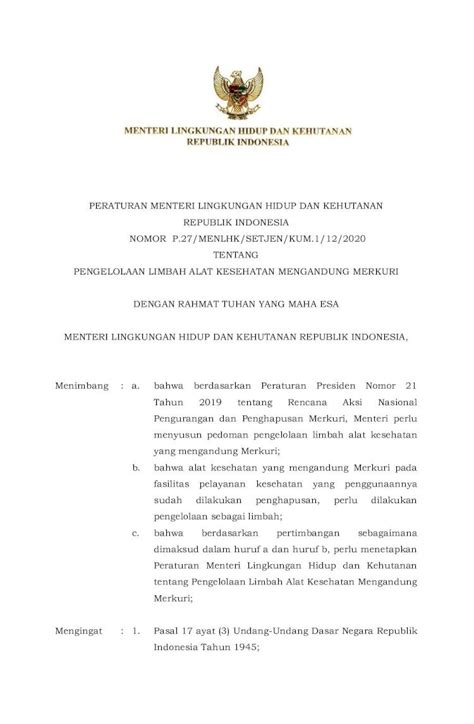 Pdf Peraturan Menteri Lingkungan Hidup Dan Iduploadsfilesp272020