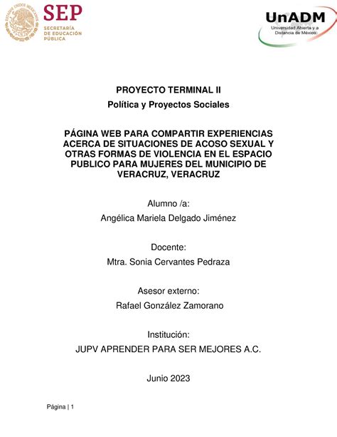 Unadm Angelica Mariela PROYECTO TERMINAL II Política y Proyectos