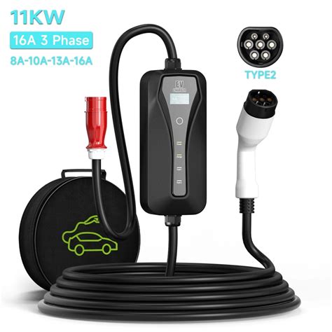 11KW 16A EV Chargeur Type 2 EVSE Boîte De Recharge Portable Électrique