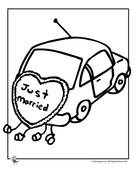 Wedding Coloring Pages Just Married Car Coloring Page Fantasy Jr