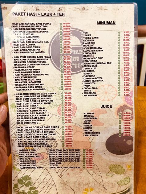 Menu At Rumah Makan Restaurant Tangerang Jl Imam Bonjol No Rt