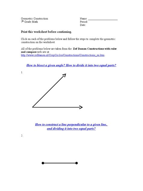 Geometric Construction Worksheet Pdf