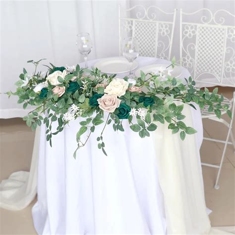 Yannew 2pcs Sweetheart Head Table Flowers Artificial Floral Swags