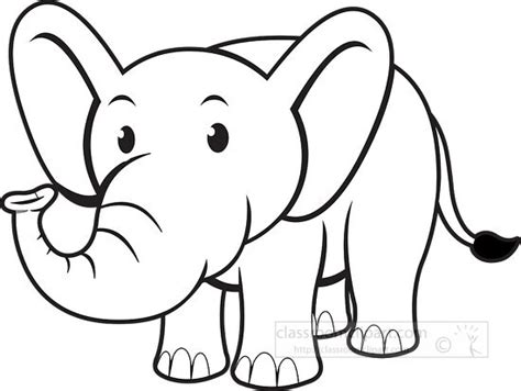 Animal Outline Clipart-cartoon style gray baby elephant clipart outline