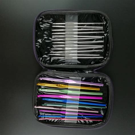 22pcs Multicolour Aluminum Crochet Hook Knitting Needle Set Knitting Kit Needles Handle Knit Set