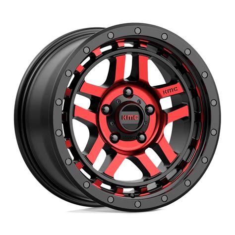 Alloy Wheel KM540 Recon Gloss Black Machined W RED Tint KMC