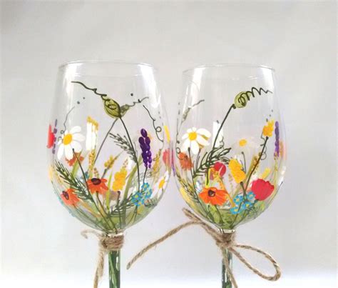 Wine Glasses Hand Painted Wine Glasses Keepsake Gift Idea Bridesmaid