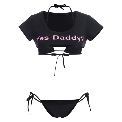 ABAFIP Women Cute Kawaii Yes Daddy Japanese Anime Cosplay Bikini