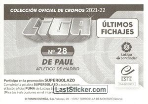 Sticker 678 28 De Paul Atlético de Madrid Colecciones ESTE