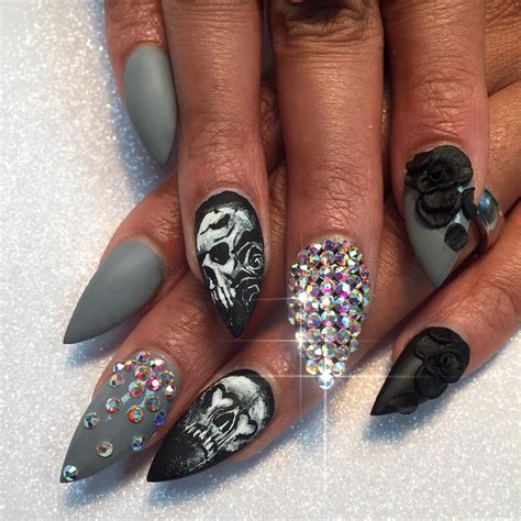 Queenofnails On Instagram 💀 Boom” Skull Nails Punk Nails Wow Nails