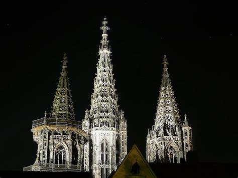 Ulm Cathedral Ulm M Nster Night Dom Tower Steeple Building