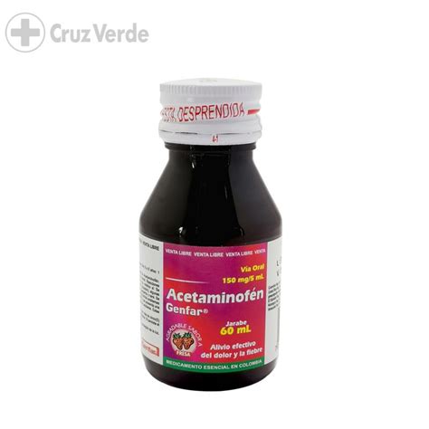 Acetaminofen Gf 150mg 5ml 60ml Jarabe Cruz Verde