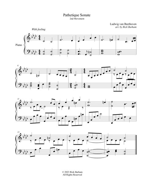 Pathetique Sonata 2nd Movement Theme By Ludwig Van Beethoven Piano Solo Digital Sheet