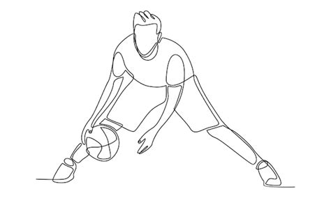 Premium Vector Continuous Line Of Basketball Player Dribbling The Ball