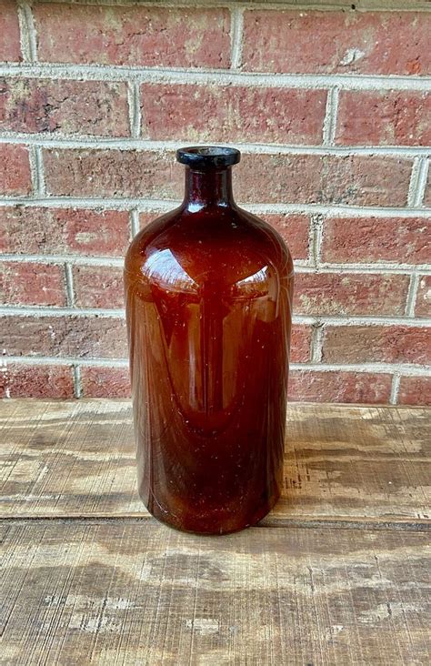 Amber Glass Bottle 1 Gallon Vintage Amber Brown Bottle From Etsy Amber Glass Bottles Brown