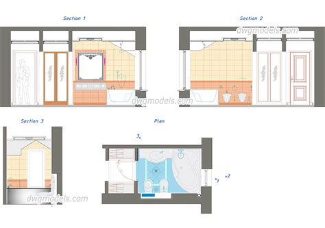 Bathroom elevation DWG, free CAD Blocks download