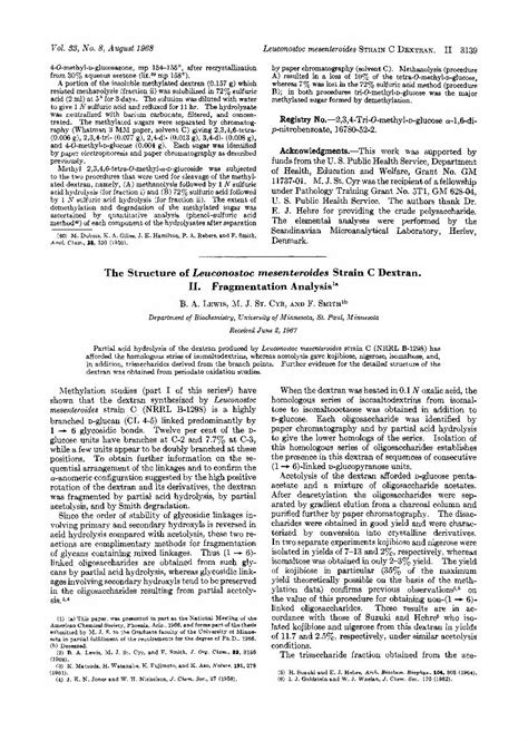 (PDF) Structure of Leuconostoc mesenteroides strain C dextran. II. Fragmentation analysis ...