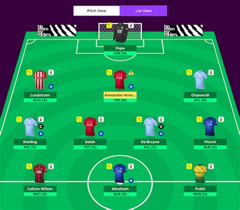 FPL GW10 Team Upper 90 Studios Fantasy Premier League Tips And Cheats