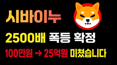 시바이누코인 시바이누 2500배 폭등 확정 100만원이 25억원 미쳤습니다 Shib 시바이누코인 시바이누 시바이누전망