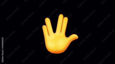 Vulcan Salute Emoji Animated On A Transparent Background 4k Loop