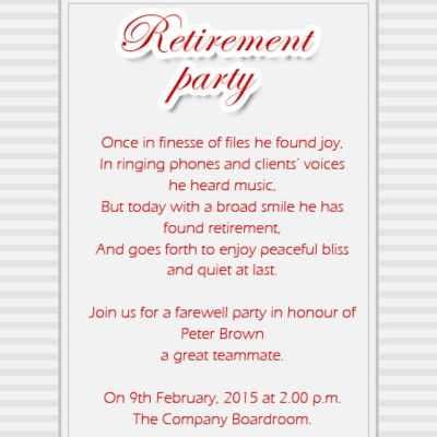 Retirement Party Invitation Wording Exles Infoupdate Org