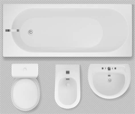 Toilet bowl bathtub sink and bidet top view Vector Image