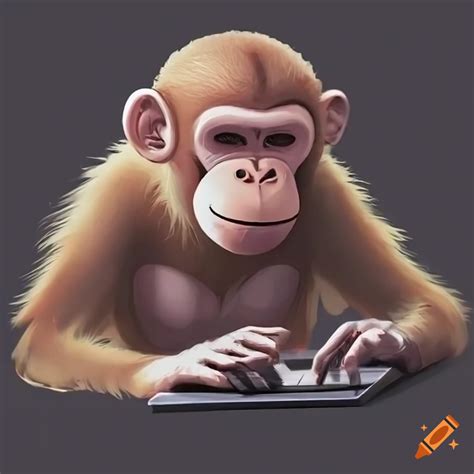 Funny Image Of A Typing Monkey On Craiyon