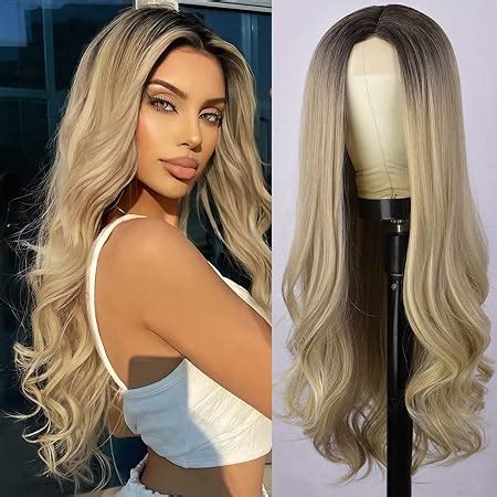 Amazon NAYOO Long Ombre Blonde Wavy Wig For Women 26 Inch Middle