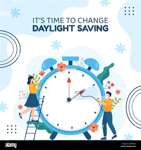 Daylight Savings Time Background Template Hand Drawn Cartoon Flat Illustration Stock Vector