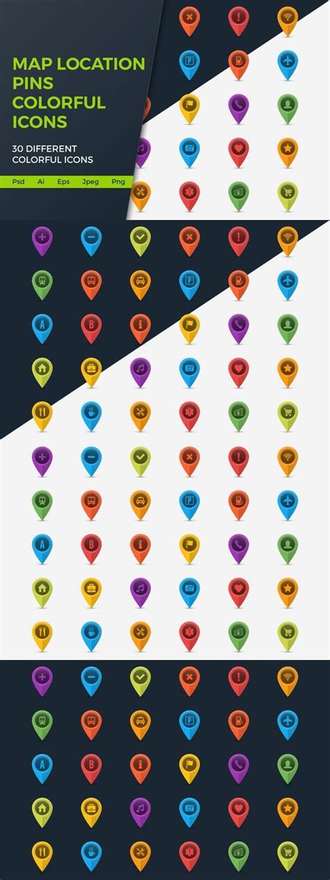 Colorful Map Location Pins Icons