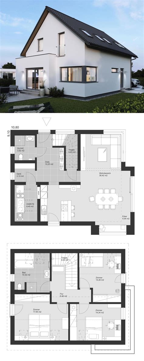 Einfamilienhaus Neubau Modern Grundriss Mit Satteldach Architektur