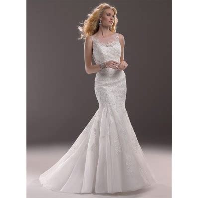 Fit And Flare Mermaid Illusion Bateau Neckline Lace Wedding Dress