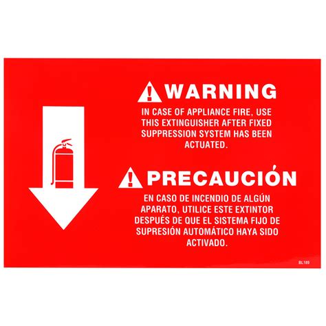 Kitchen K-Class Fire Extinguisher Warning Sign - 12" x 8"