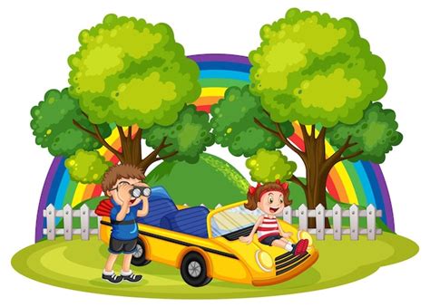 Premium Vector | Road trip vacation with cartoon character