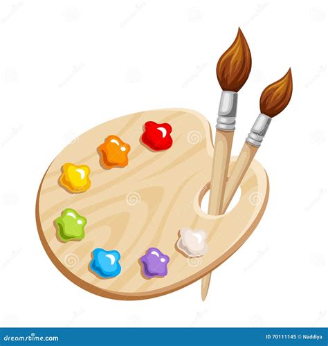 Art Palette With Paints And Brushes Vector Illustration Stock Vector