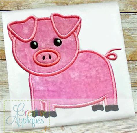 Pig Digital Machine Embroidery Applique Design Sizes Pig Etsy