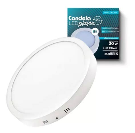 Plafón Superficial Led Redondo 6w 30w Luz Fria