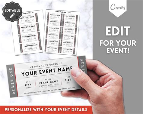 Event Ticket Editable Template | Perfect Gift for Special Occasions