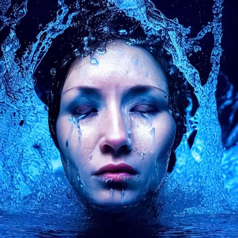 Premium Ai Image A Womans Face Is Covered In Water And The Word On