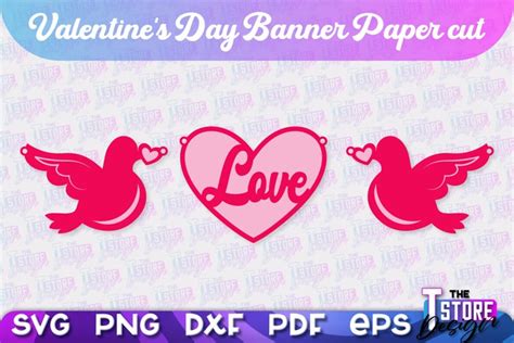 Valentine's Day Banner Paper Cut | Paper Banner (3242379)