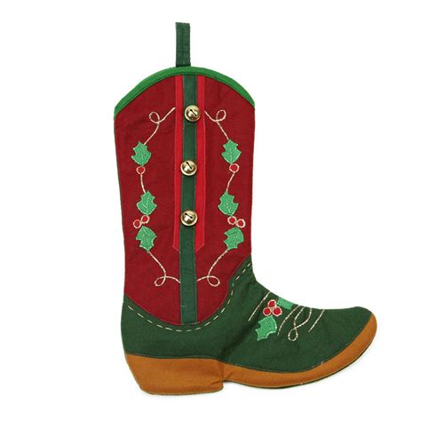 Northlight Seasonal Holly Berry And Jingle Bell Cowboy Boot Christmas