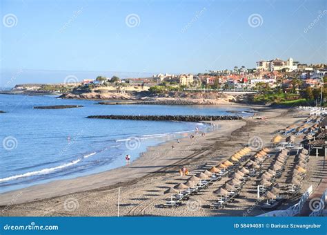 Beautiful Sandy Playa De Torviscas In Adeje On Tenerife Stock Image