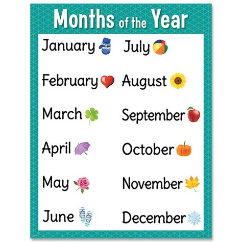 Months Of The Year Chart Printable Printable Word Searches